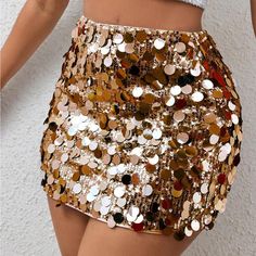 Super Cute And Stylish Ships In 5-10 Business Days Luxury Gold Sequined Bottoms, Cheap Sequined Mini Bottoms, Gold Sequin Skirts, Glitter Skirt Cowgirl, Sparkly Heart Skirt, Sparkly Top Leather Skirt, Sparkyl Skirt, Glitter Tassel Skirt, Yellow Sequin Skirt