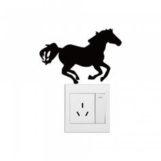 a horse running on its hind legs is shown in the shape of a light switch