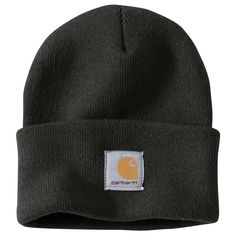 A cold-weather Carhartt classic that's been keeping hardworking heads warm since 1987. This men's acrylic watch hat is made of stretchy rib knit that's soft to the touch and finished with a Carhartt patch on the front. Carhartt Men's Black Acrylic Knit Hat | A18-BLACK-OFA Bonnet Carhartt, Carhartt Hat, Carhartt Beanie, Carhartt Logo, Timeless Watches, Workwear Essentials, Sarah Kay, Watch Cap, Men Carhartt