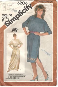 a woman wearing a dress and heels in front of a paper advertisement for the sewing pattern