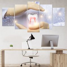 Large Modern Dental Office Wall Art Canvas Print-Stunning Canvas Prints Dental Clinic Wall Design, Dentist Photography, Modern Dental Office, Dental Animation, Dental Wall Art, Dentist Art, Clinic Interior, Medical Animation, Dental Office Decor