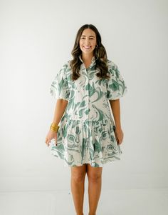 Get ready to "frock it" with the Wknd Wyfr Green Marble Dress! This adorable frock features a fun print and flattering fit, making it the perfect choice for any fall occasion. Plus, it's so easy to throw on and go, making it a versatile dress you'll love wearing all year round. Fits true to size, Caroline is wearing a size small. She is 5'7, a size 4 and a 32B 100% Cotton Machine wash on cold Marble Dress, Buddy Love, Home Dress, Green Marble, Mink Pink, Dress Gift, Versatile Dresses, Fun Prints, Sale Design