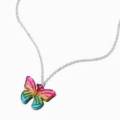 Piercing Kit, Rainbow Butterfly, Butterfly Pendant Necklace, Rainbow Necklace, Butterfly Photos, Pretty Pendant, Butterfly Necklace, Beautiful Rainbow, Butterfly Pendant