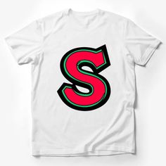 Bold Red and Black Letter S Graphic T-Shirt, Stylish Unisex Alphabet Tee Male T-Shirt Custom graphic T-Shirt.Customize your color Letter Tshirt, Text Tee, Slogan Tee, Cool Graphic Tees, Funny Graphic Tees, Statement Tees, Graphic Top, Cartoon T Shirts, Black Letter