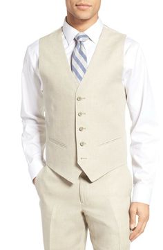 Nordstrom Men's Shop Mens Shop Trim Fit Solid Linen Vest Style#: NO359888MN Natural Size: 2XL (True to size. Considered a Trim fit; fitted through the chest, armholes and sides). Finely textured linen elevates a crisp, stylish vest with versatile appeal. Front button closure Welt pockets Adjustable back belt 100% linen Dry clean Measurements: Pit to pit- 24” Shoulder to shoulder- 16.5” Approx length- 28” New Years Eve Party Outfits, Formal Vest, Linen Vest, Trim Fit, Mens Formal, Linen Style, Vest Fashion, Vest Dress, Formal Occasion