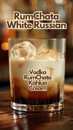 an advertisement for rumchata white russian