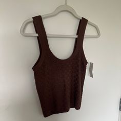 Brand New, Never Worn! Color Is A Chocolate Brown. Subtle Checkered Pattern. Brown Soft Knit Top, Brown Fitted Knitted Top, Fitted Brown Knitted Top, Chic Soft Knit Brown Top, Chic Brown Soft Knit Top, Fitted Soft Knit Brown Top, Fitted Brown Textured Knit Top, Fitted Brown Knit Top, Fitted Textured Knit Brown Top