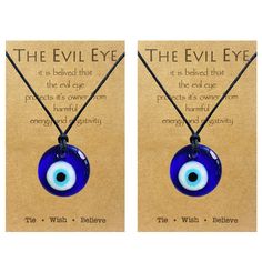 PRICES MAY VARY. EVIL EYE NECKLACE FOR WOMEN MEN: You will receive two blue glass Evil Eye necklaces. Each Evil Eye necklace comes with a card. Perfect for wearing with a good friend or couple.Suitable for daily wearing, it is easy to match with various styles of clothes and can meet your daily dressing needs. PROTECTION NECKLACE FOR BEST FRIENDS: The evil eye symbolizes good luck and protection. Wearing this Evil Eye necklace can bring you good luck and wealth. Giving it to someone close to you Personalized Adjustable Blue Charm Necklaces, Best Gift For Wife, Spiritual Necklace, 5 Dollar, Turkish Eye, Necklaces Set, Evil Eye Necklace Gold, Protection Jewelry, Lucky Gifts