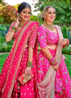 Add a small burst of shade for your wardrobe with this sensual hot pink colored silk lehenga choli. The lehenga is beautified with sequin embellishments which makes this attire look even more chic ! Color -Hot Pink Fabric & Work Style -- Silk lehenga with sequin embellishments.- blouse with sequin embellishments. Details -- Assured quality.- Wash care instruction: Dry clean only.- Slight variation in color is possible due to digital photography. Pink Lehenga With Gota Work, Pink Anarkali Set With Gota Work For Reception, Pink Raw Silk Dress With Gota Work, Pink Gota Work Choli For Reception, Pink Choli With Dupatta, Pink Art Silk Pre-draped Saree For Reception, Wedding Dola Silk Lehenga, Pink Dola Silk Anarkali Set, Art Silk Lehenga With Chandbali Shape