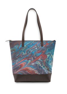 Red lagoon : What a beautiful product! Abstract Bag, Night Flowers, Green Handbag, Statement Bag, Tropical Blue, Rose Style, Blue Leaves, Line Patterns, All Around The World