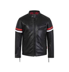 The Kane jacket is crafted using the best quality leather and workmanship. This biker jacket for children and young adults has been carefully designed to support an active lifestyle without being heavy and bulky. It has a practical quilted lining, solid zips and strong stitching. Perfect as motorcycle or casual wear. A truly impressive jacket - let your young ones look and feel as great as you in their leathers. Genuine Top Grain Cowhide - Robust & Durable yet Soft, Supple & Comfortable to Wear Sporty Biker Jacket For Motorcycling In Fall, Sporty Black Biker Jacket For Motorcycling, Winter Sporty Biker Jacket For Motorcycling, Sporty Winter Biker Jacket For Motorcycling, Red Biker Outerwear For Biker Events, Red Biker Jacket For Streetwear, Red Biker Outerwear For Events, Winter Sporty Biker Jacket For Biker Events, Red Moto Biker Jacket For Streetwear