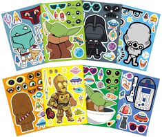 the star wars stickers are in different shapes and sizes, with various characters on them