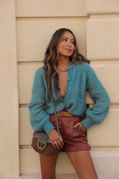 Knit Cardi, Burgundy Shorts, Sincerely Jules, Transition Outfits, Button Sweater, Fashion Fits, New Wardrobe, Get Dressed