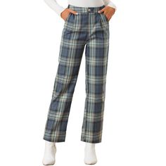 These pants are essential for dressing up or down. Lightweight fabric, covered in a plaid pattern, shapes these trendy trousers with a high-rise fit. How it is a bit high waist and how it gathers at the waist adding shape to the body. You may love everything about these trousers, from their regular fit to the elastic high-waist, which could double as a hiding mechanism for women with love handles. Style these trousers with a crop top and heels for the ultimate look. This fashionable and trendy c Plaid Tapered Leg Pants For Fall, Plaid High-waisted Pants For Business Casual, Plaid High-waisted Pants For Work, High-waisted Plaid Pants For Business Casual, Trendy Plaid Cotton Pants, Plaid Bottoms With Pockets For Business Casual, High Waist Plaid Pants For Fall, Plaid Bottoms For Workwear In Winter, Plaid Tapered Leg Bottoms For Fall