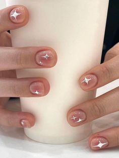 White Korean Nails, Tap Nails, Silver Sparkle Nails, Korean Manicure, Sparkle Nail Designs, Nails Korean, Silver Nail Designs