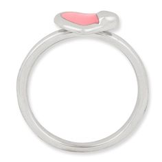 Sterling Silver Stackable Pink Enameled Heart Ring