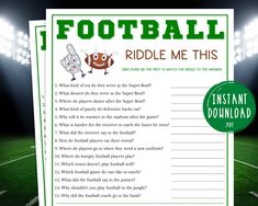 a football riddle game is shown with the words'football riddle me this'on it