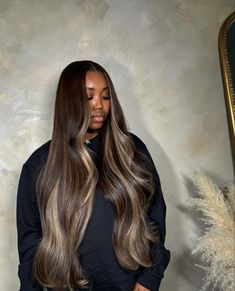 Highlights Blonde, Long Hair Wigs, Hair Laid, Brown Highlights, Front Lace Wigs Human Hair, Hair Inspiration Color, Wig Styles, Aesthetic Hair, Body Wave