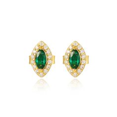 These Luxe Oval Emerald Gemstone Stud Earrings are an amazing addition to your jewelry wardrobe. Crafted with unique and shiny green CZs, these studs bring both good luck and femininity to your look. Its unique design also makes it a perfect gift for a loved one, or for yourself! Details: 18k Gold/rhodium plated on hypoallergenic brass design AAAAA premium emerald zirconia gemstone Lightweight & hypoallergenic A perfect gift for gemstone lovers and loved ones Baby Pearls, Flat Back Earrings, Gemstone Stud Earrings, Blue Evil Eye, Gemstone Studs, Emerald Gemstone, Earring Sale, Green Gemstones, Pink Opal