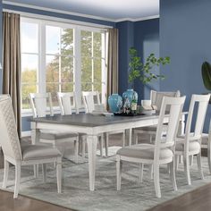 Katia Gray Dining Table W/Leaf - Ornate Home Shoe Rack Bedroom, Grey Dining Tables, Tv Stand And Coffee Table, Weathered White, Grey Dining, Counter Height Table, Outdoor Rocking Chairs, Dining Benches, Console And Sofa Tables