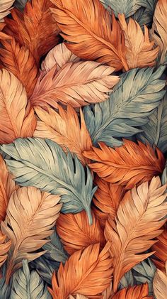 an image of colorful leaves that are in the shape of a wallpaper or fabric