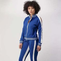 Free eBay listing template designed by dewiso.com Blue & White Large 2 Piece Zip Up Outfits for Women Sportswear Tracksuit Set Zip Up Outfits, Blue Tracksuit, Women Sportswear, Compression Wear, Tracksuit Set, Outfits For Women, Suit Designs, Fashion Gallery, Sportswear Women