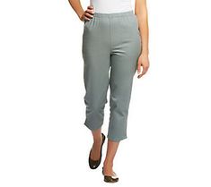 Cute meets comfortable in these "How Timeless" stretch capris. A must-have for your warm-weather wardrobe, they pair perfectly with all types of tops and tees. From Denim & Co.(R) Fashions. Stretch Capris For Spring Loungewear, Casual Loungewear Capris With Cropped Leg, Spring Stretch Capris For Loungewear, Casual Capris With Elastic Waistband, Comfortable Cropped Leg Spring Pants, Spring Cotton Tapered Leg Capris, Comfortable Cropped Leg Pants For Spring, Cotton Stretch Tapered Leg Capris, Spring Tapered Leg Cotton Capris