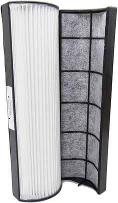 an air filter is opened to show the inside of it's cover and side panels