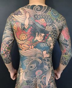 Japanese Back Tattoo, Yakuza Tattoo, Irezumi Tattoos, Full Body Tattoo, Back Pieces, Back Tattoos, Body Tattoos, Back Tattoo, Traditional Tattoo