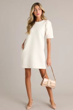 Ivory Short Sleeve Mini Dress - All Dresses | Red Dress Winter Formal Dress Short, Cream Short Sleeve Mini Dress For Work, Elegant Short Sleeve Mini Dress For Daywear, Spring Mini Length Short Sleeve Dress For Work, Spring Mini Length Short Sleeve Work Dress, Elegant White Short-sleeved Mini Dress, Elegant White Mini Dress With Short Sleeves, Spring Workwear Short Sleeve Mini Dress, Chic Short Sleeve Dress For Spring