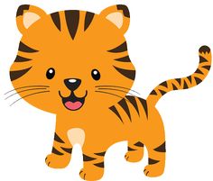 a cartoon tiger standing up with its mouth open