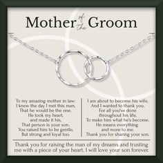 a mother's poem with two intertwined circles on the front and back of it