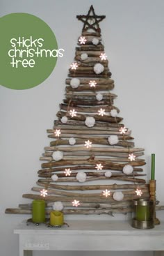 a christmas tree made out of wooden planks