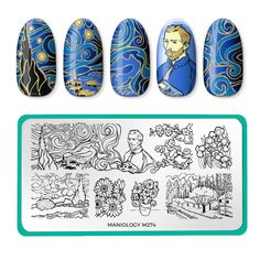 This plate is inspired by the famous works of art by Vincent Van Gogh, the Dutch impressionist painter. Which is your favorite? NAIL ART IN A PINCH: Bring Van Gogh's masterpieces to your fingertips. ENDLESS CREATIVITY: The nail art possibilities are endless with just one nail stamping plate and your favorite polishes! EASIER THAN EVER: Stamping is simple! Just scrape, stamp, and swoon your way to a beautiful new manicure. GET INSPIRED: Check out our Nail Academy or join us on Facebook, Instagram Famous Art Nails, Dutch Nail Art, Van Gogh Nail Art, Artistic Nails Design, Van Gogh Nails, Nail Stamp Art, Famous Nails, Famous Works Of Art, Nail Art Painting