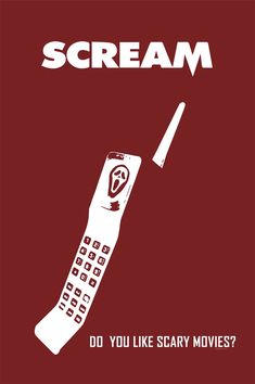 a movie poster with a remote control in the shape of a tv screen and text that reads scream do you like scary movies?