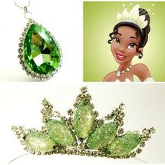 the princess and the frog necklace has been made with swarong crystals, which are green