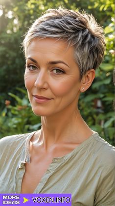 Pixie Haircut Big Forehead, Sassy Short Haircuts For Fine Hair, Short Pixie Haircuts For Thick Hair Undercut Shaved Sides, Short Grey Hair Styles For Women, Pixie Hairstyles Thick Hair, Blonde Highlights Pixie Haircut, Cute Pixie Hairstyles, Short Womens Haircuts Pixie, Women’s Very Short Haircuts