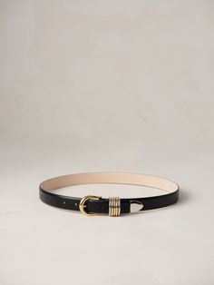 Hollyhock Mixed Metal Chic Black Belt With Brass Buckle, Golden Goose Bag, Classic Black Belt With Brass Buckle, Black Belt Gold Buckle, Modern Black Belt Buckle With Gold-tone Logo, Buisness Casual, Black Leather Belt With Gold-tone Hardware, Denim Jacket With Dress, Gold Belts