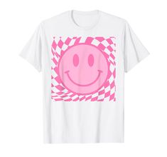 PRICES MAY VARY. Retro Happy Face Smile Face Checkered Pattern Trendy for women, men, kids, teacher, nurse, student, boy, girls, mother, father, grandma, grandpa,....retro smile. Are you looking for a cute and trendy T-shirt that will make you smile? Our smile face T-shirt is the perfect way to show your positive attitude and happiness. Great for women, kids, toddlers, and girls. Lightweight, Classic fit, Double-needle sleeve and bottom hem Face Smile, Nurse Student, Glitter Party, Happy Smile, Happy Face, Trendy Tshirts, Checkered Pattern, Smile Face