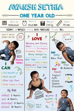 a baby's first year chart with two babies