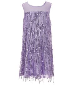 Xtraordinary Big Girls 7-16 Sleeveless Sequin-Embellished Fringed-Trimmed Dress | Dillard's Sleeveless Sequin Dress With Beaded Fringe For Prom, Purple Sleeveless Embellished Sequin Dress, Purple Embellished Sleeveless Sequin Dress, Sleeveless Sequin Fringe Dress For Summer, Sleeveless Fringe Sequin Summer Dress, Sleeveless Sequin Dress For Dress-up And Party Season, Sleeveless Sequin Dress For Party Season Dress-up, Purple Sleeveless Sequin Dress, Purple Sequin Dress