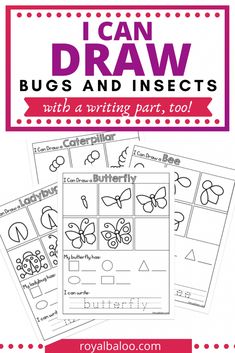 the i can draw bugs and insects worksheet for kids to learn how to write