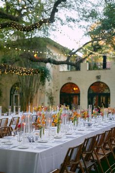 a long table is set up for an event