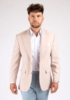 Hudson Champagne Stretch Jacket - SARTORO Slim Fit Blazer For Spring, Slim Fit Spring Blazer With Flat Front, Spring Outerwear With Pressed Crease And Long Sleeve, Luxury Spring Sport Coat For Business Casual, Elegant Notch Lapel Sport Coat For Spring, Classic Slim Fit Long Sleeve Blazer, Spring Sport Coat With Pressed Crease And Long Sleeves, Classic Slim Fit Spring Blazer, Elegant Slim Fit Blazer For Spring