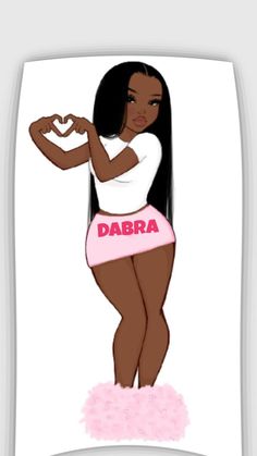 a woman in pink shorts and white shirt with the word dabra written on it