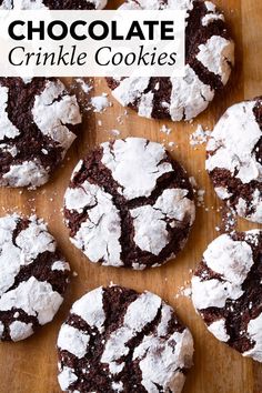 chocolate crinkle cookies with powdered sugar on top