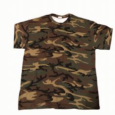 New Port And Company Camp T Shirt In Their Core Cotton. Great For Outdoor Wear Military Style Crew Neck T-shirt For Streetwear, Green Military Crew Neck T-shirt, Green Military Style T-shirt With Crew Neck, Green Military Style Crew Neck T-shirt, Camouflage Short Sleeve T-shirt For Streetwear, Military Style Cotton T-shirt With Crew Neck, Military Style Short Sleeve Outdoor Tops, Casual Camouflage Short Sleeve T-shirt, Military Style Short Sleeve Tops For Outdoor