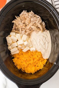 the food in the slow cooker is ready to be cooked and put into the crock pot