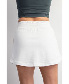 This chic french terry causal skort is an effortlessly stylish piece that prioritizes both comfort and versatility. It features an adjustable drawstring for a customized fit, complemented by an elastic waistband ensuring ease of movement. The skort is thoughtfully designed with practical side pockets and stylish side slits, adding functionality and flair. Whether you're headed to a casual outing, planning a picnic, lounging at home, or engaging in a leisurely game of tennis, this skort is the pe Planning A Picnic, White Sky, French Terry Fabric, French Terry, Elastic Waist, Tennis, Off White, Elastic