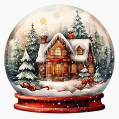 a snow globe with a house in it